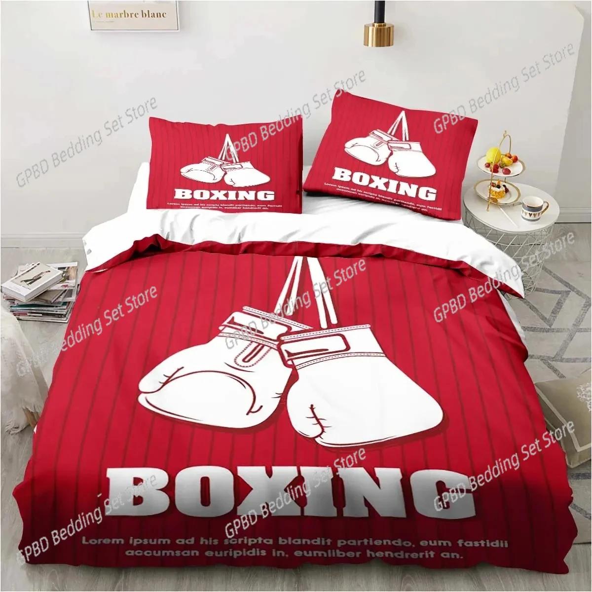 

3D Print Boxing Gloves Boxer Fighting Beding Set Bedrom Soft Modern Bedspreads Comefortable Soft Duvet Cover Comfortable Quilt Cover Pilowcase 135*200cm Eu-Single