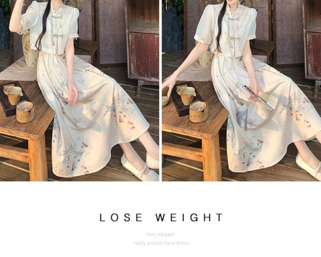2026 Summer Hanfu-Inspired Petite Two-Piece Dress Set
