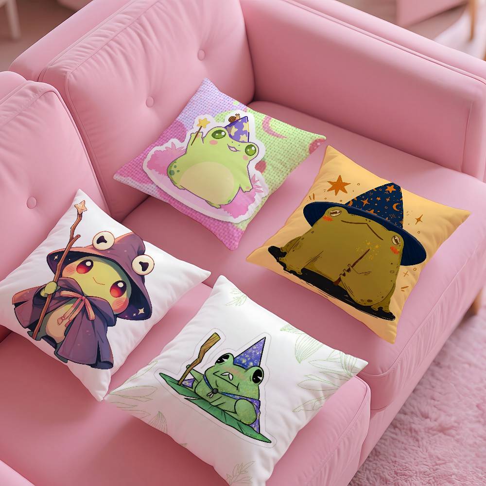 Anime W-Wizard F-frog Pillow Case Anti-dustmite Pillow Invisible Zipper Silky Short Plush Sofa Cushion Cover