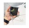 Cute White Chunky Chain Bracelet +Long Ball Strap Anti -Shock Clear Case For Samsung Galaxy Z Flip 4 5g Protective Capa