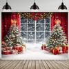 1pc 2D Flat Christmas Window Scene Backdrop, Christmas Party Background, No Power Required