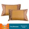 Free Shipping: Cool Straw Mat Pillow Set - Natural Cattail Grass, Orchid Design, Pair (2 Strips), Summer Cooling Pillowcase for Adults