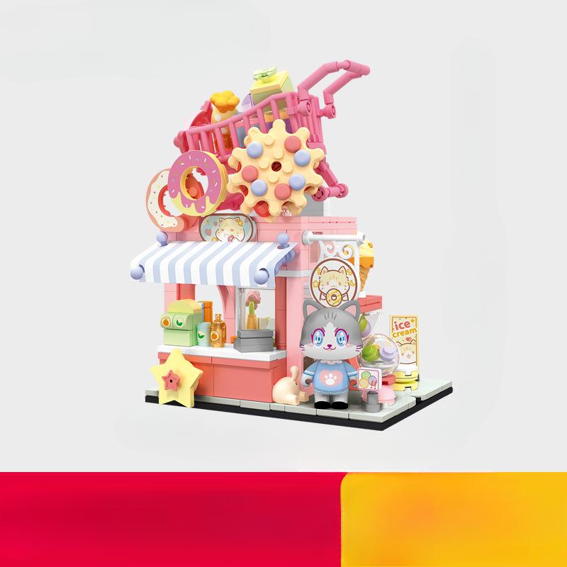 Building Block Street View Small Particle Puzzle Building Block Toy Model Tabletop Decoration