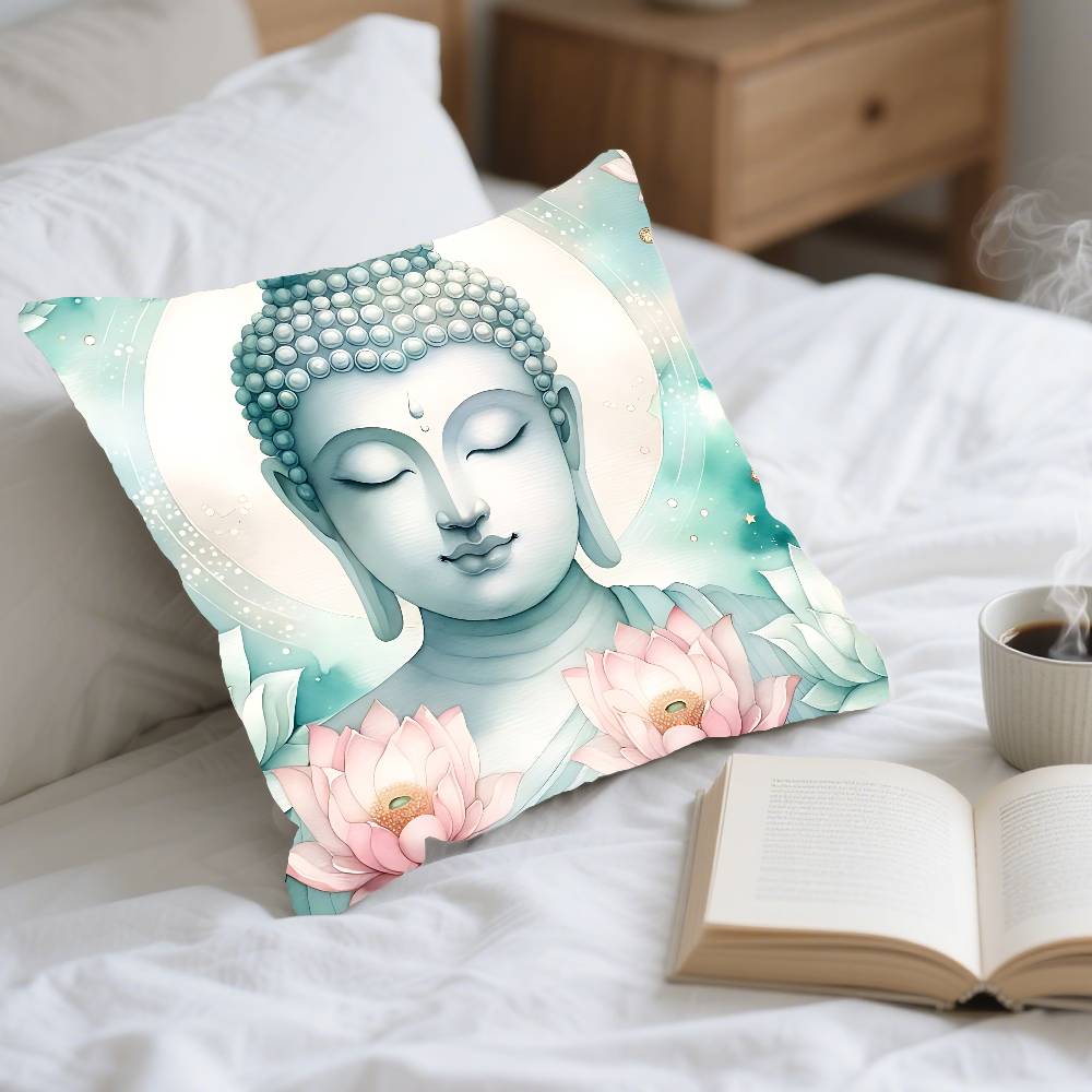 Buddha Zen Stein Blume Serie Kissenbezug Elegant Wohnzimmer Schlafzimmer Dekorative Rechteckige Kissenbezüge Sofakissenbezug