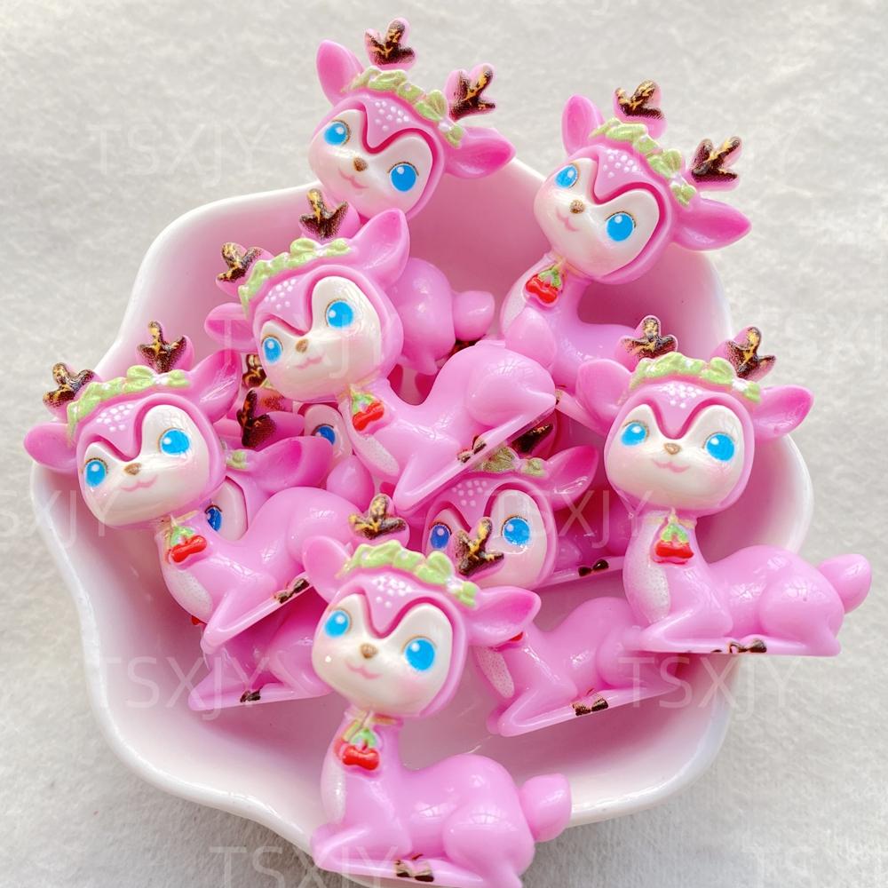 

10PCS New Colorful cute cartoon 3D animal sika deer Flat back Cabochon Stone Scrapbook DIY Decor Figurines Crafts Accessories