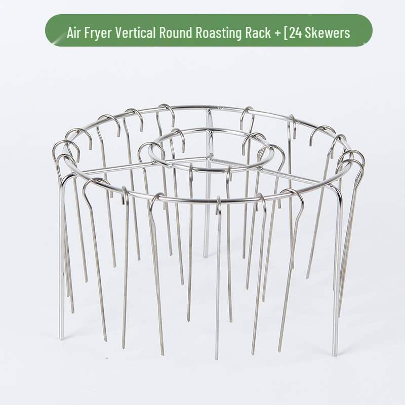 Stainless Steel Vertical Skewer Rack for Air Fryer & BBQ - Holds 24 Skewers