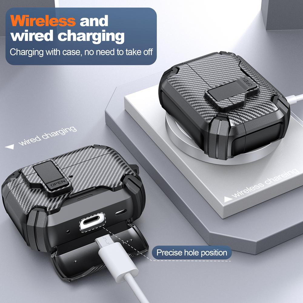 KEYSION Magnetic Automatic Switch Earphone Case for Airpods Pro 3 Pro 2 Shockproof Phone Stand Hook Headphone Cover for AirPods 4