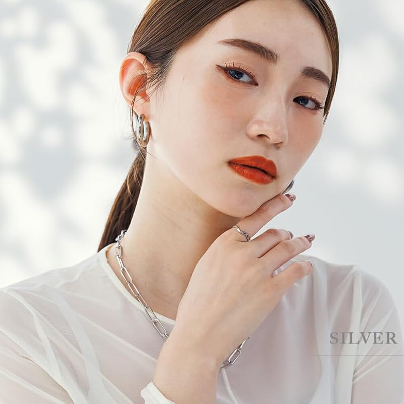 [mico.lor] stainless ring (128) wave ring men's wave Thin silver color surgical stainless steel 316L silver No. 19