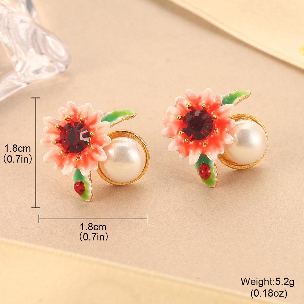 Naturalne Perłowe Kwiatowe Emaliowane Akcesoria Mori Słodki Nowy Design Kolczyki