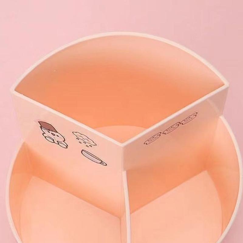 360 Degree Rotating Desktop Organizer Multi Functional Plastic Storage Box With Partition Design For Work and Study