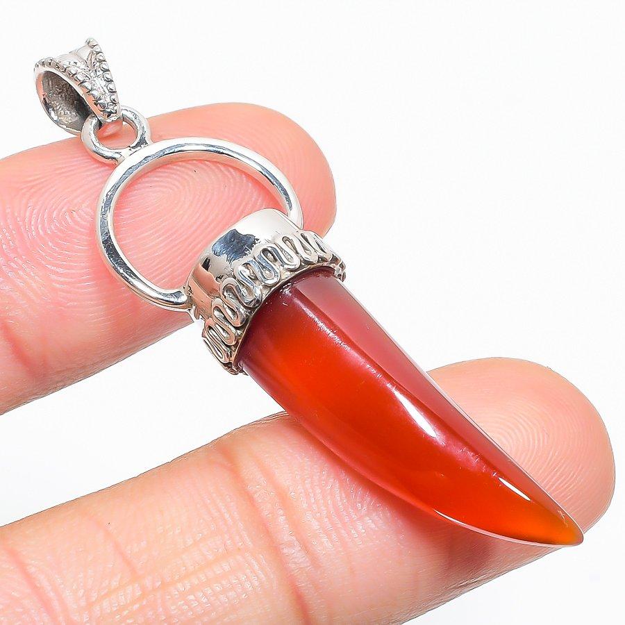 

Natural Carnelian Gemstone 925 Solid Sterling Silver Jewelry Pendant 2.25 W9r93