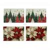 Christmas Tree and Floral Placemats, Farmhouse Winter Christmas | Xmas Holiday Home Kitchen Table Decorations | Home & Party Use