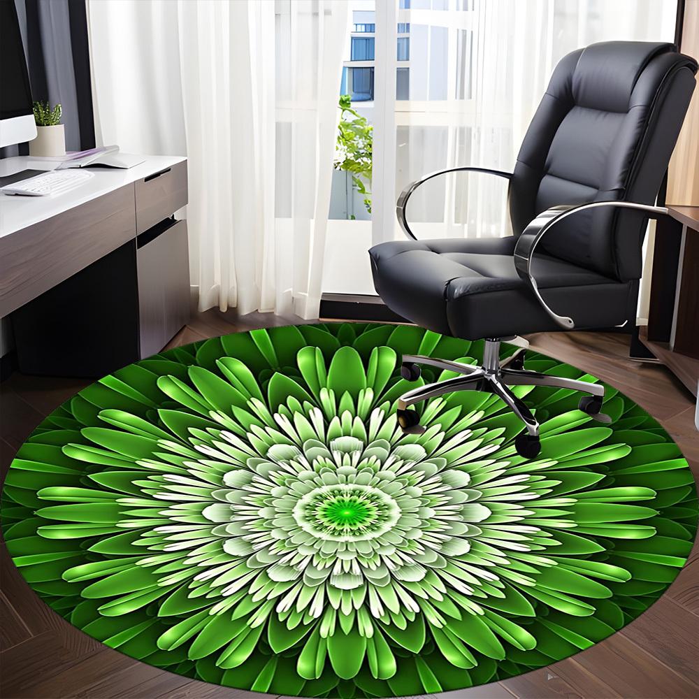 1pc Green Floral Pattern Chair Carpet for Office, Soft Flannel Throw Mat, Perfect for Office,Holiday Party Decoration Choice Yy251113185