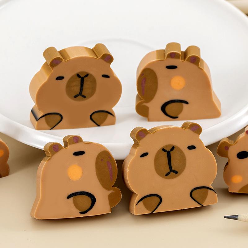 4Pcs/Lot Cute Capybara Big Eraser for Pencil Correct Kawaii Animal Eraser Student School Office Stationery Christmas Gift Prizes