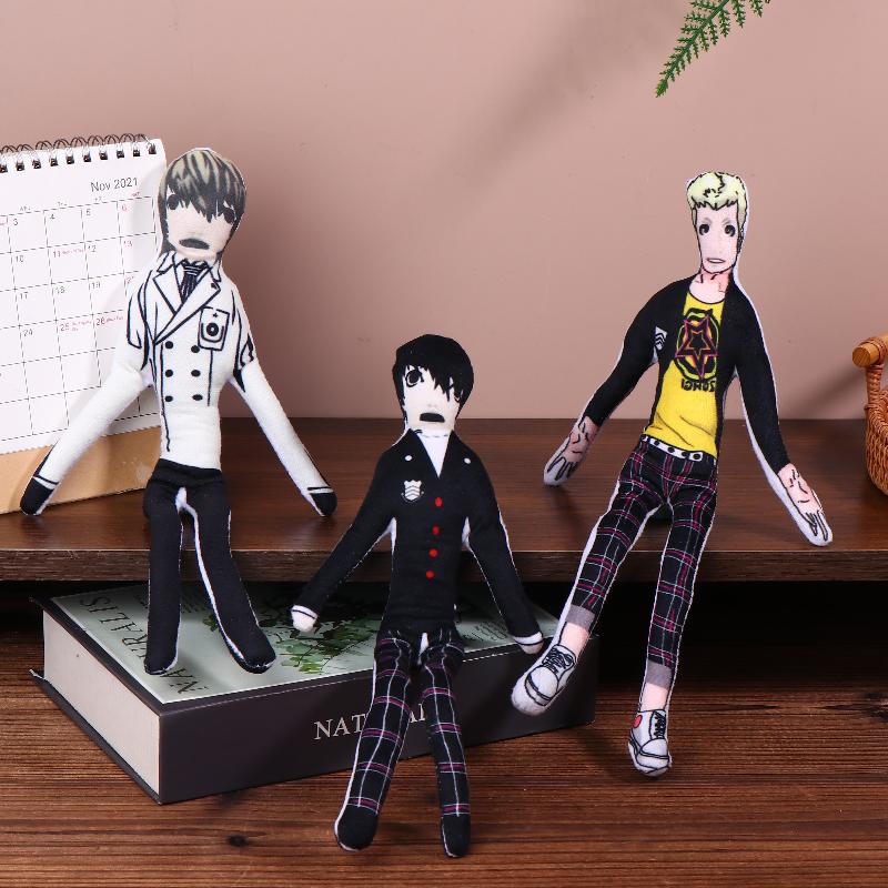 Game Persona Cosplay Doll Amamiya Ren Ryuji Sakamoto Akechi Goro Cosplay Plush Cotton Doll Twistable Shape Stuffed Doll Toy Gift