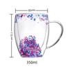 Creative Double Wall Glass Cup Real Flower Conch Flash Filler Glass Cups Hand Gifts High Borosilicate Glass Cups with Handles