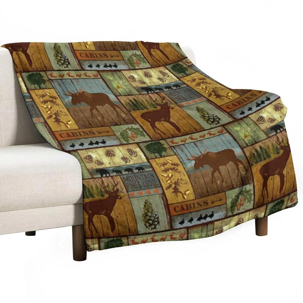 Rustic Indian Native Style Throw Blanket, Mexican Blanket, Primeval Forest Deer Animal Blankets Decor for Living Room Couch Bed