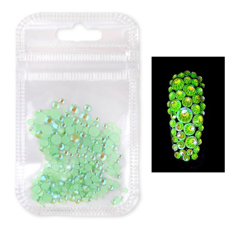 Hot-Selling Halloween Manicure Sticker Diamond Luminous Drill Ss6-Ss20 Multi-Size Mixed Fluorescent Drill