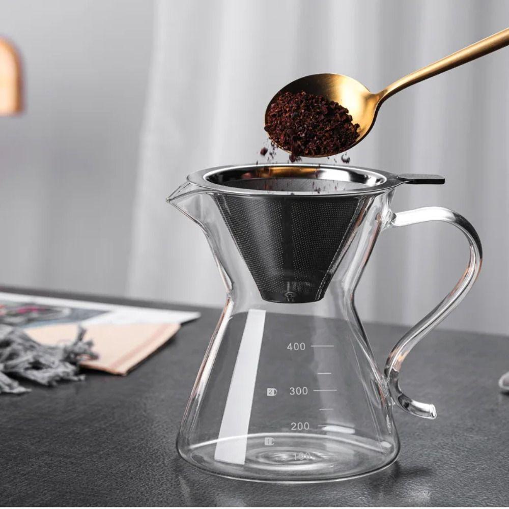 800 Mesh Filter Stainless Steel Coffee Dripper Steel Filter with Handle Reusable Coffee Filter Brewing Tool Reusable Design