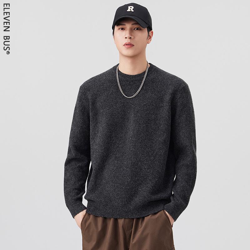 2025 Autumn/Winter Men s Trendy Round Neck Warm Knit Sweater - Versatile Casual Style XXL