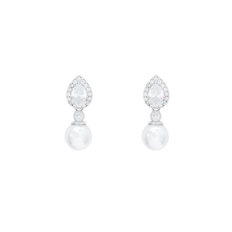 Korean Exquisite Micro-inlaid Zircon Pearl Stud Earrings Women's Light Luxury Niche High-end Earrings Fashion Versatile Temperament Earrings