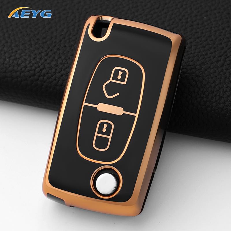 TPU Car Remote Key Case Cover For Peugeot Partner Citroen Berlingo C3 Picasso 2009 2010 2011-2016 Key Chain Accessories