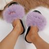 Fashion Women Summer Casual Fluffy Slippers with Fur Flat Non-Slip Slippers Furry Large Size Shoes Fur Slides Women Zapatos De Mujer