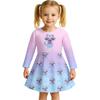 Kids Girls Casual Daily Dress Cute Cartoon Print Long Sleeves Dance Wear Princess Dress  2-12 Years