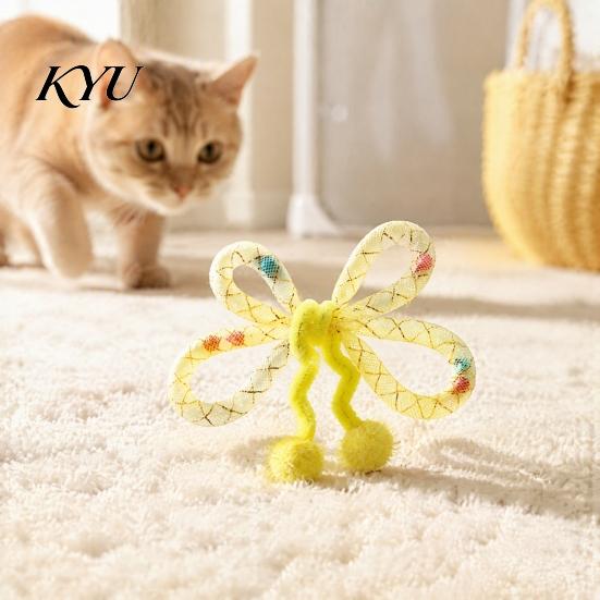 Soft Lightweight Cat Kicker Toys Mesh Tube Toy, Butterfly Shape Interactive Chew Toy with Bells Indoor Exercise And Plush Balls, Flexible for