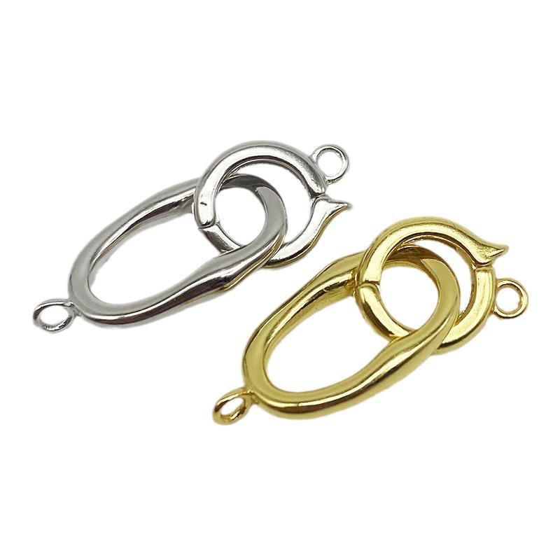 Yansheng S925 Sterling Silver Universal Clasp DIY Pearl Chain Necklace/Bracelet Connector Oval Buckle Accessory