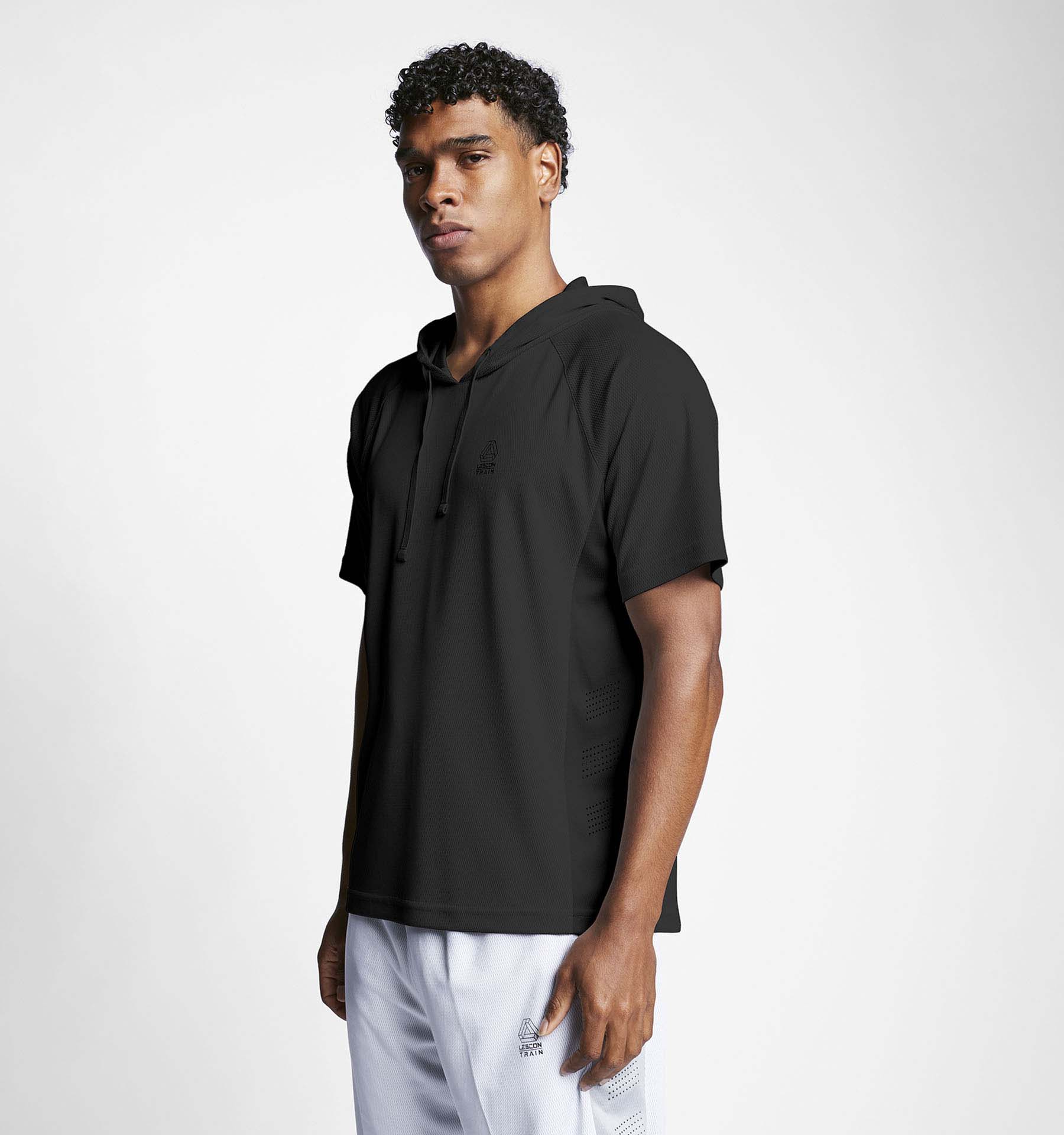 

Men s Training Short Sleeve Hooded Sweatshirt 23B-1027 XL чорний