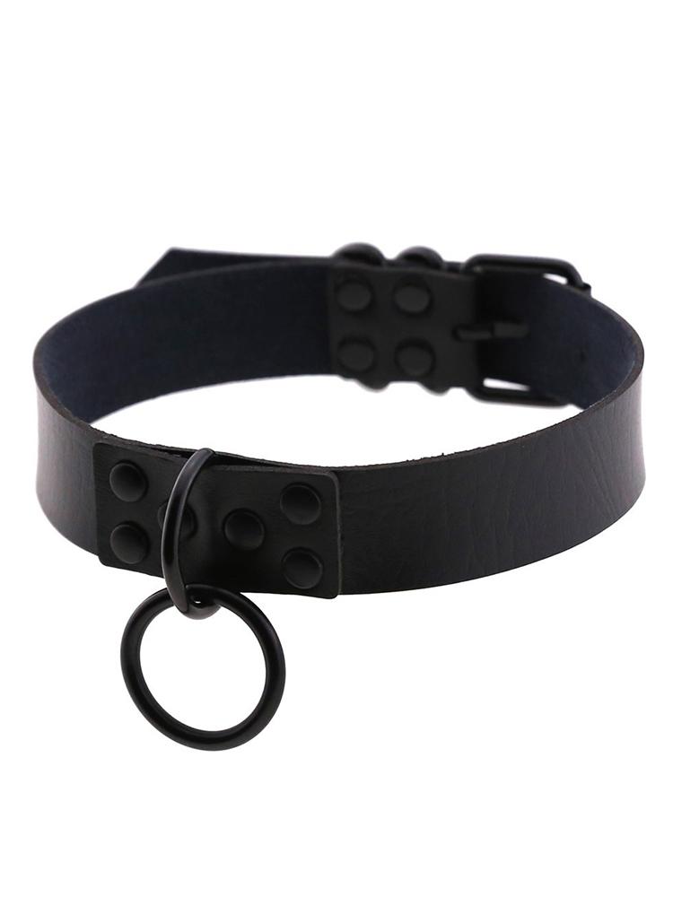 Gothic Harness Women Collar Chain Choker Sexy PU Leather Chain Pendant Collar Choker Necklace Cosplay Accessories for Couples