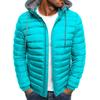 Men Cotton Coat Hooded Drawstring Zipper Closure Solid Color Winter Jacket