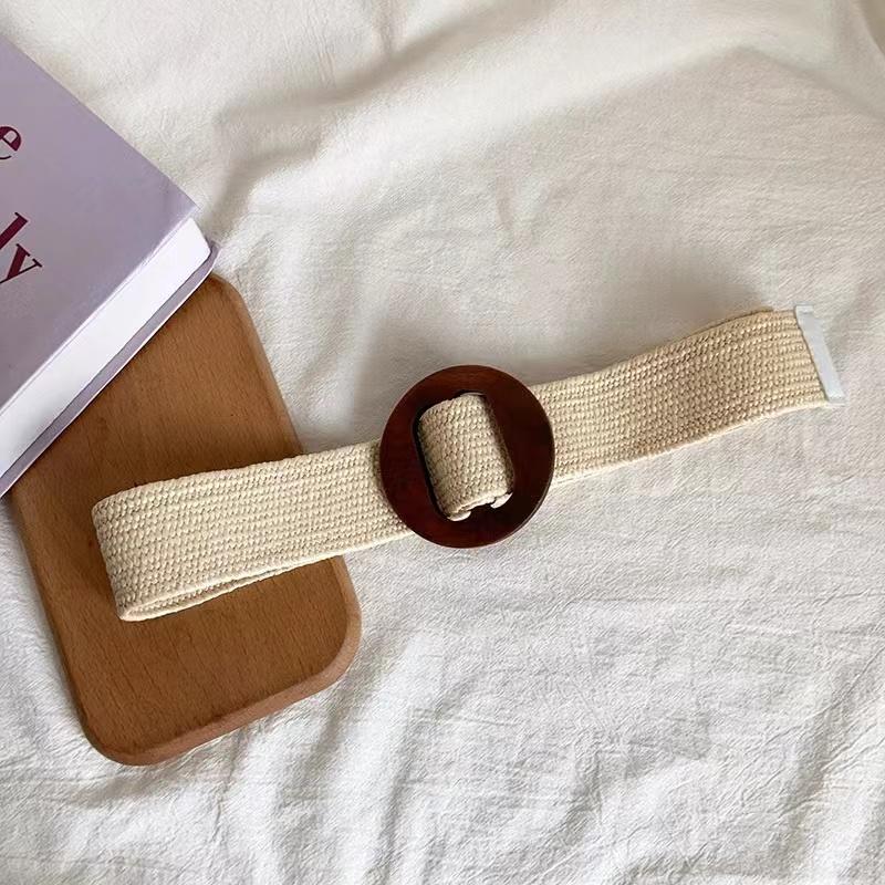 Belt for women, Korean version, niche decoration, retro waist seal with dress, simple and fashionable, elastic and non perforate
