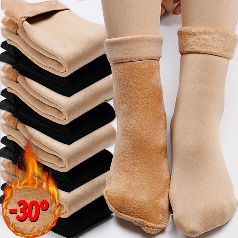 1/5/10/Pairs Winter Warm Thicken Wool Socks Men and Women Seamless Soft Solid Velvet Snow Socks Ski Boots Floor Sleeping Socks