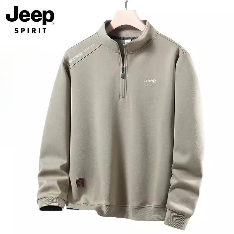 JEEP SPIRIT Men's Half-Zip Stand Collar Sweatshirt