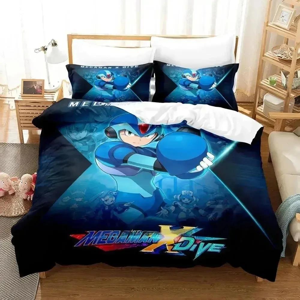 Mega Man X DiVE Bedding Set Single Twin Full Queen King Size Bed Set Adult Boys Bedroom Duvet Cover Sets 3D Anime Bed Sheet Set