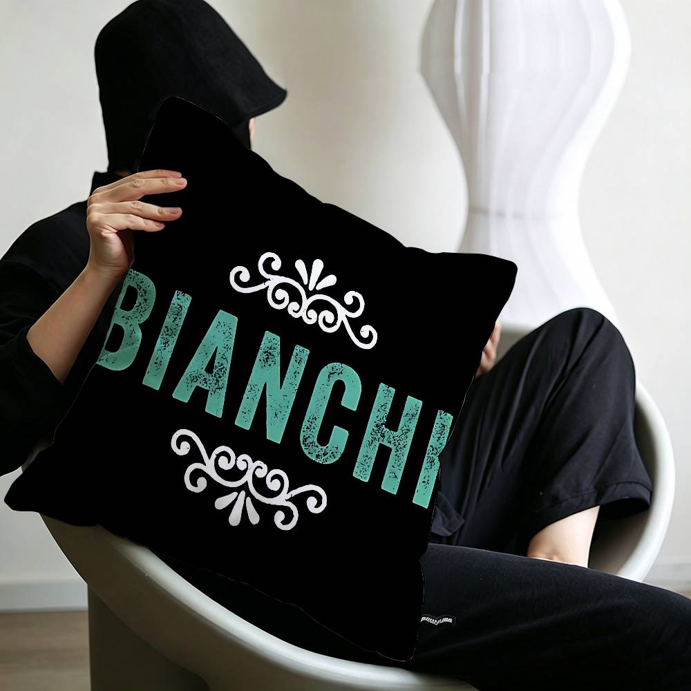 B-Bianchi Logo Pillow Gift Home Office Decoration Bedroom Sofa Car Cushion Cover Case 45x45