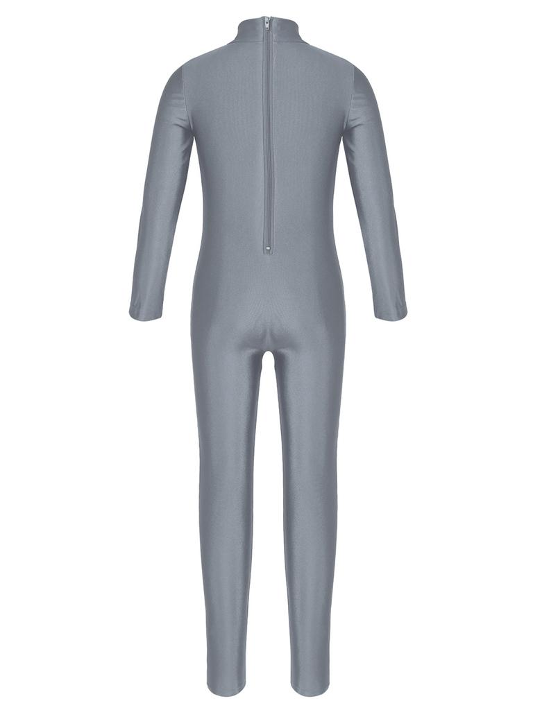 Girls Long Sleeve Zippered Ballet Dance Gymnastics Leotard Jumpsuit Unitard Dancewear