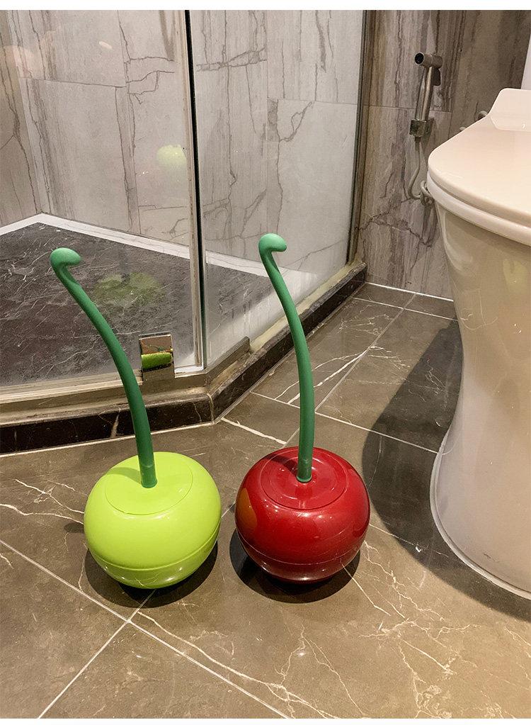 New Cherry Toilet Brush Household No Dead Angle Hand Washing Bathroom Cleaning Toilet Long Handle Brush with Base toilet cleaner