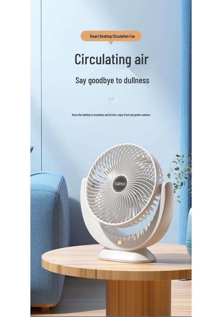 Ventilador Sem Fio Portátil Recarregável por USB para Casa, Escritório, Mesa de Dormitório