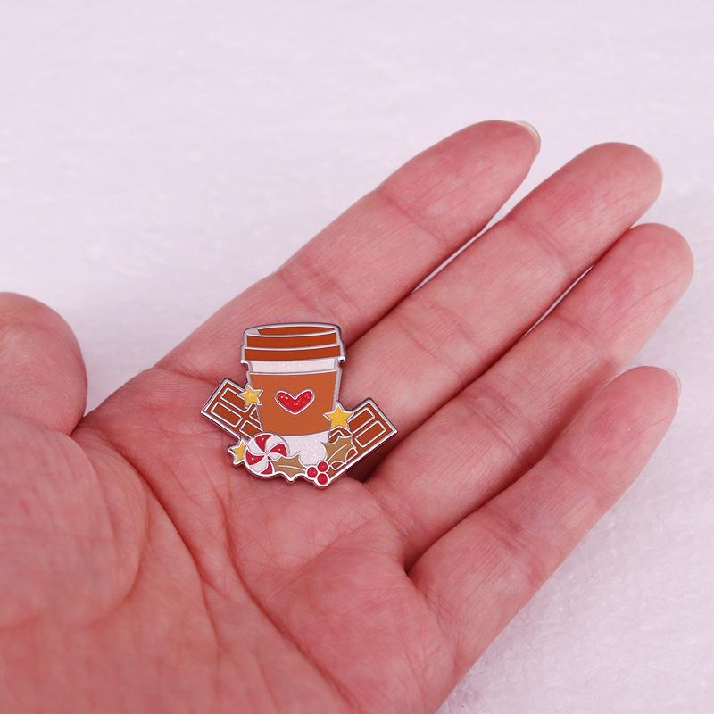 Mocha Coffee Glitter Enamel Pin - Chocolate Brooch & Fashion Accessory