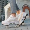 33-42 Kids/ Mens Four Wheels Sneakers with On Double Wheels Roller Sneakers  Deformation  Roller Skate Shoes for Girls