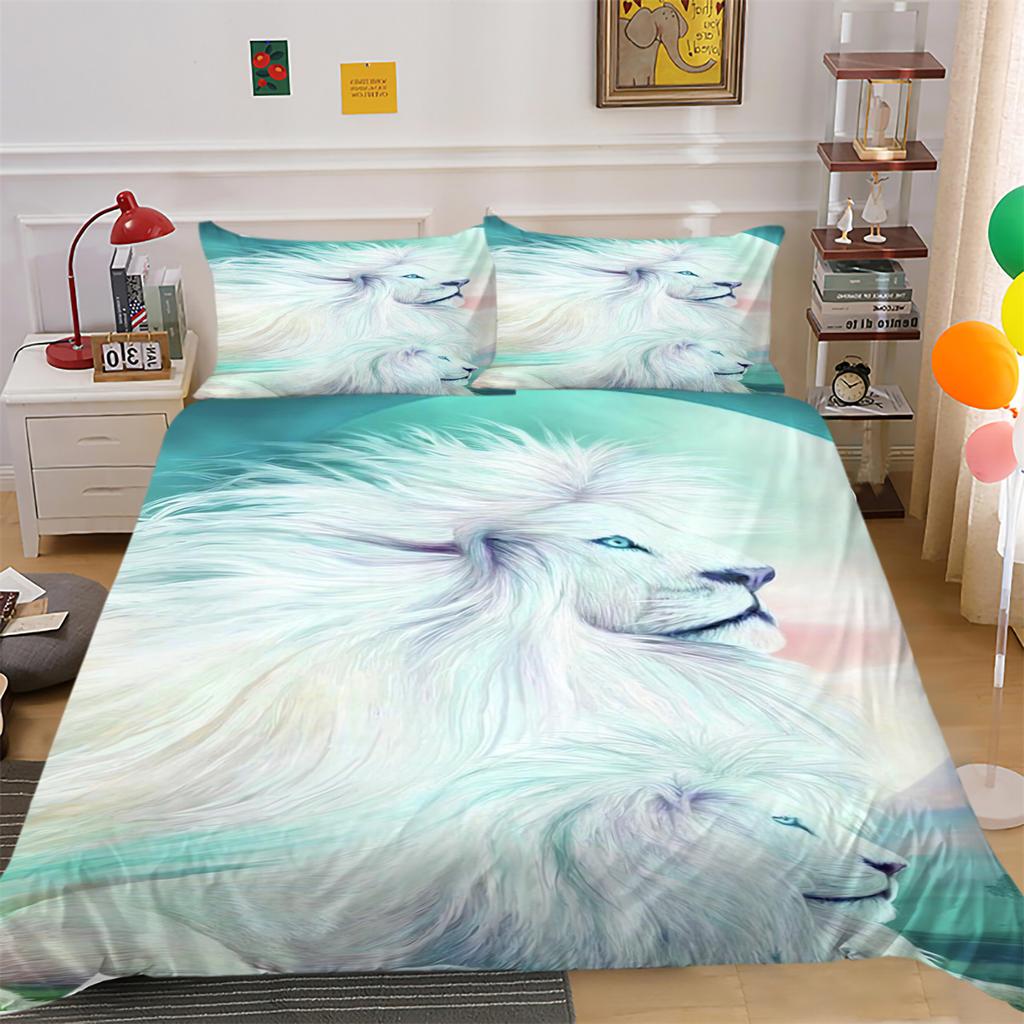 Bedding Set Cover Lion Dog Cat Comforter Duvet Cover Set Bedroom Decor Pillowcase