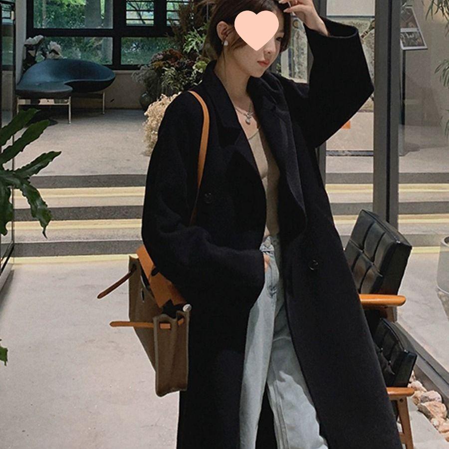 Oatmeal Woolen Coat: 2025 Autumn/Winter Korean Style Loose Mid-Length Bestseller Jacket