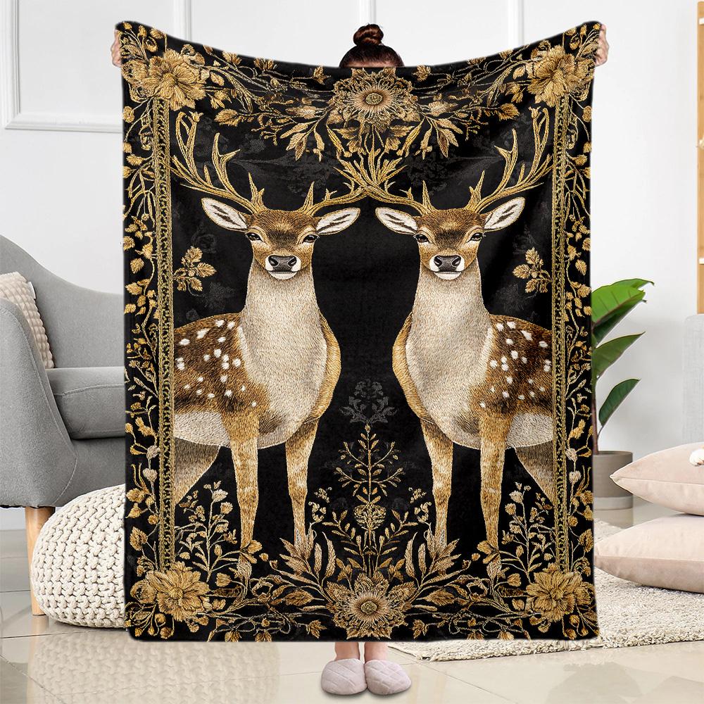 Deer Blanket Durable Comfort Great for Bedding Office Chair Bed for All Seasons Playful Design Suitable for Gifting Relatives and Friends