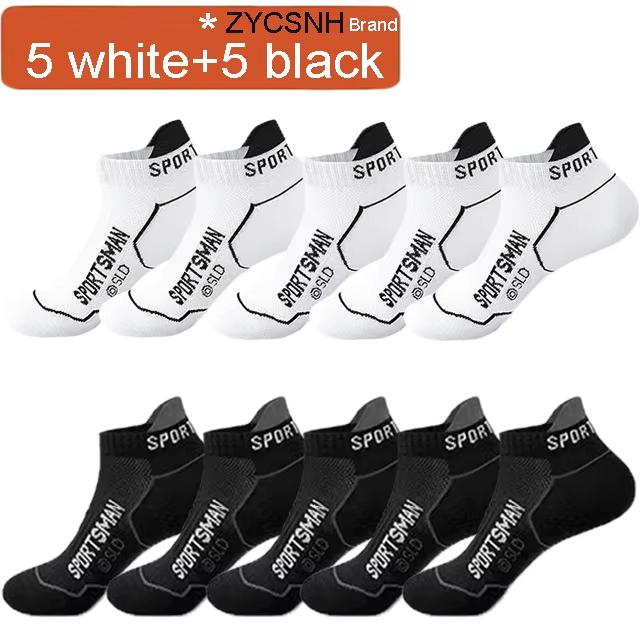 6-10 Pairs High Quality Socks Men's Summer Man Short Socks Breathable Ankle Socks Cotton Sports Socks Black Thin Cut Run Men