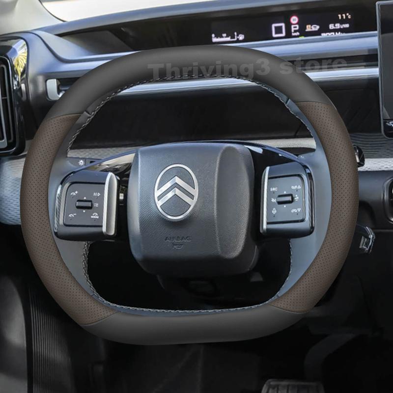 Leder Auto Lenkradabdeckung Für Citroen C3 Hybrid e C3 2023 2024 2025 Rutschfest Auto Innenraum Citroen e C3 Zubehör 2025