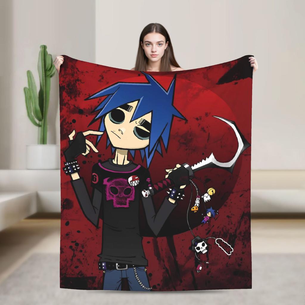 British GorillazS Virtual Band Rock Hip-Hop Blanket  Warm Soft Novelty Plush Throw Blanket For Travel Office Flannel Bed Cover