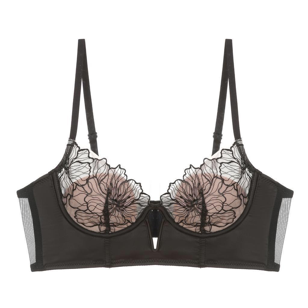 Amazon's new deep V hollow embroidered bra sexy fishbone shapewear women's gathering breathable bra